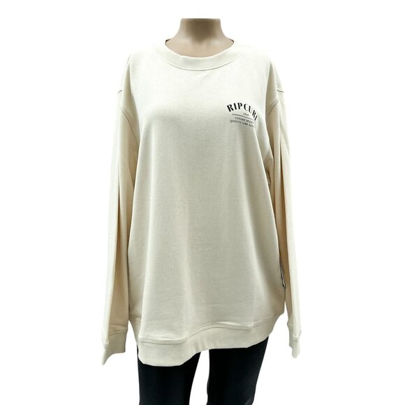 Ripcurl Run Swim Leisure Fleece Sweatshirt Long Sleeve Oversized Off White S NWT - Picture 4 of 16